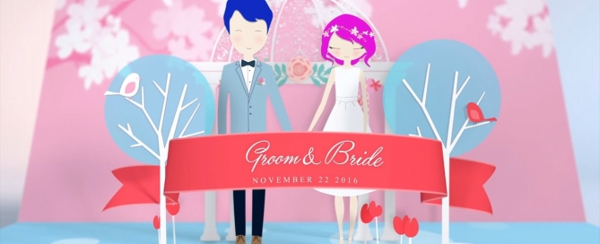 ポップでおしゃれで絵本のような結婚式/披露宴オープニングムービー